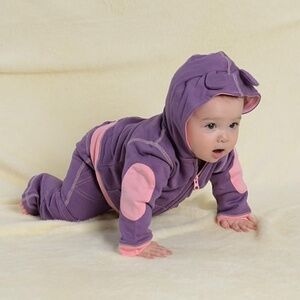 NWT Baby Soy Purple and Pink Hoodie With Ears Bamboo, 0-6mo (Z4)